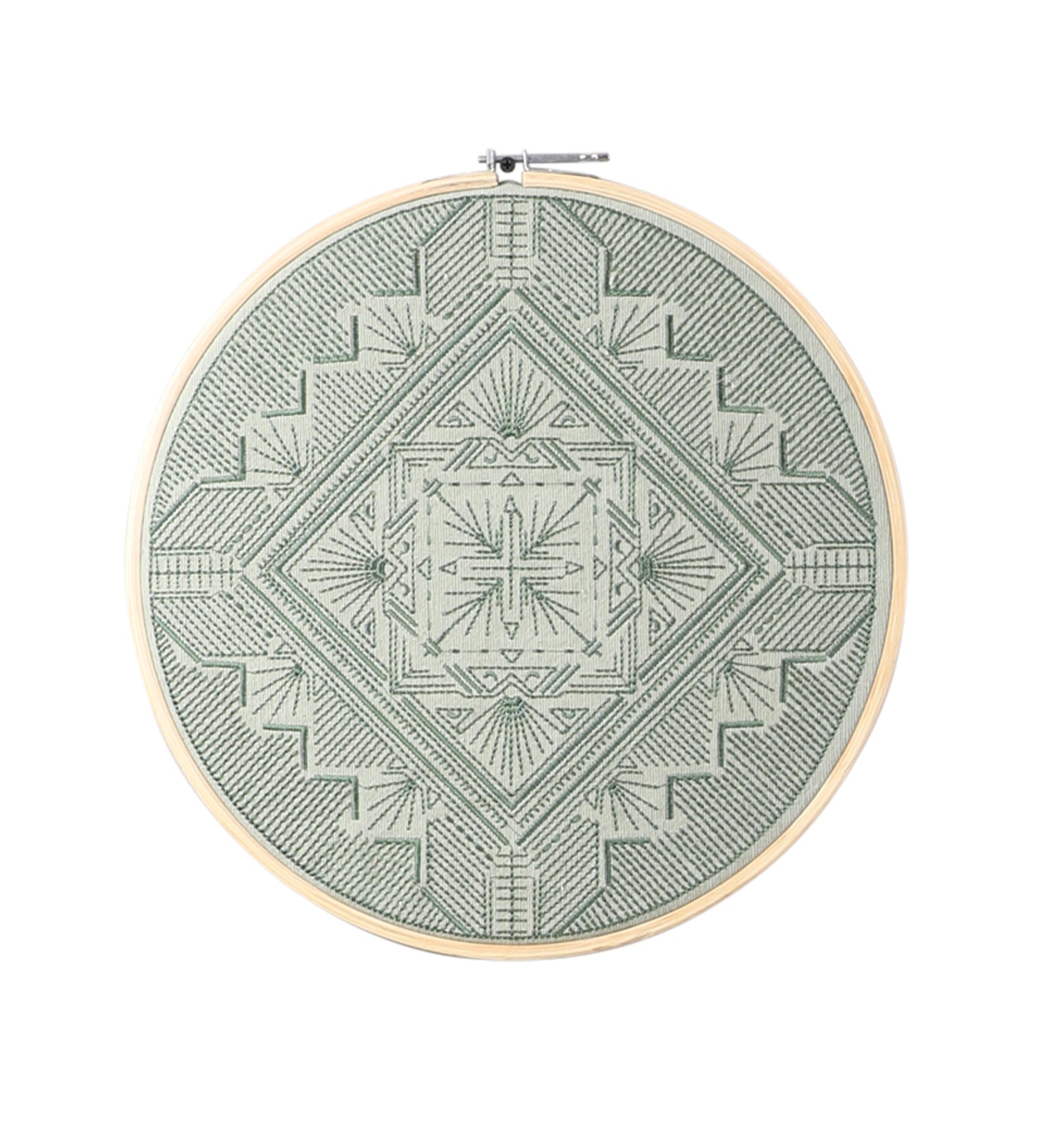 Green Embroidered Hoops (Single)