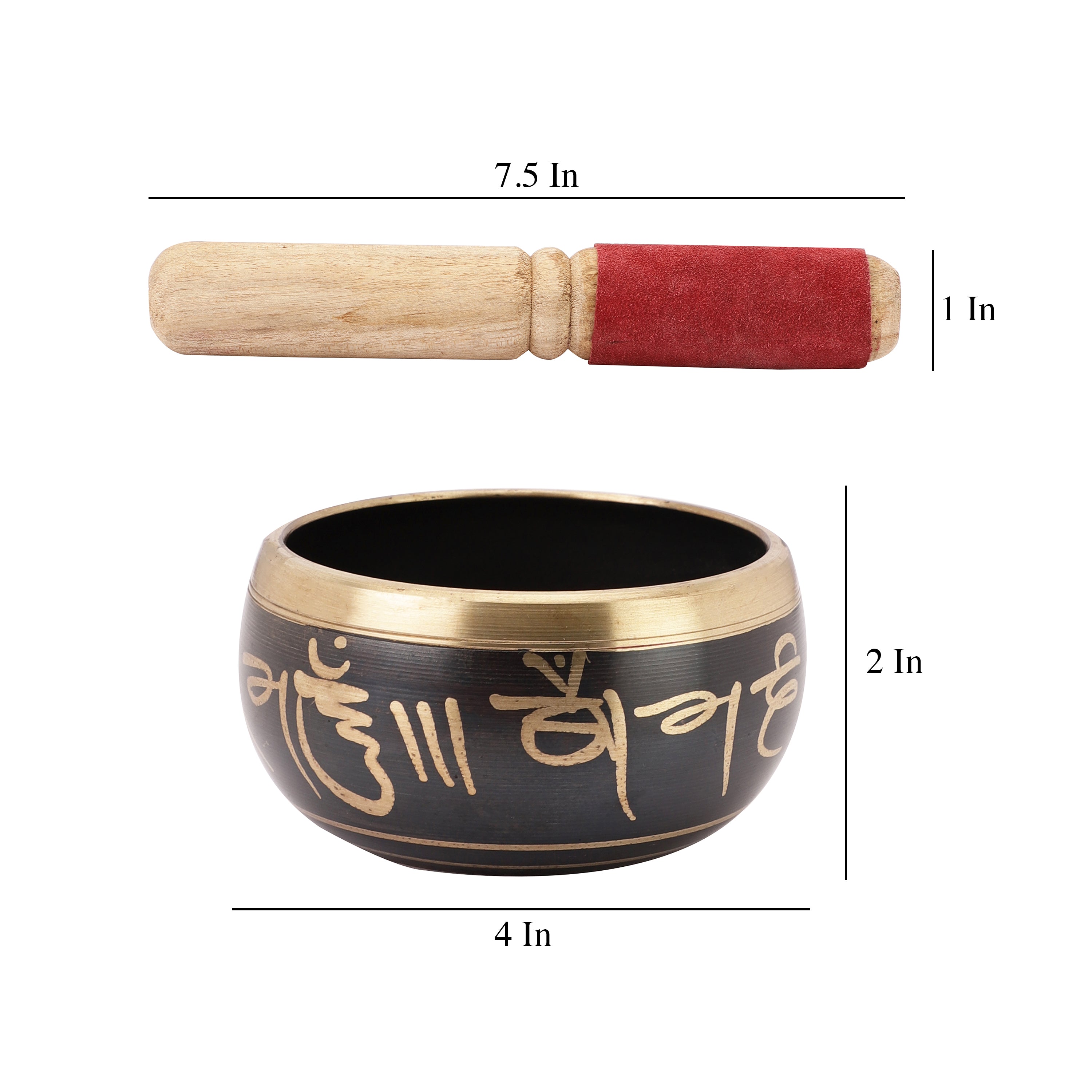 Buddha Carving Black Tibetan Singing Bowl (with stick)