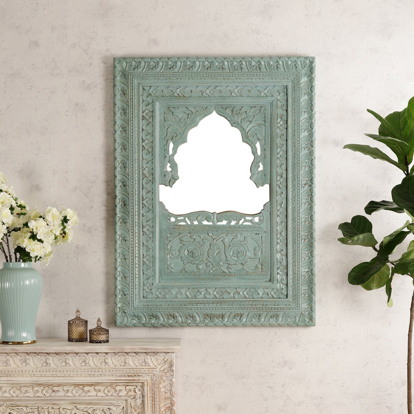 Falak Hand Carved Wall Mirror