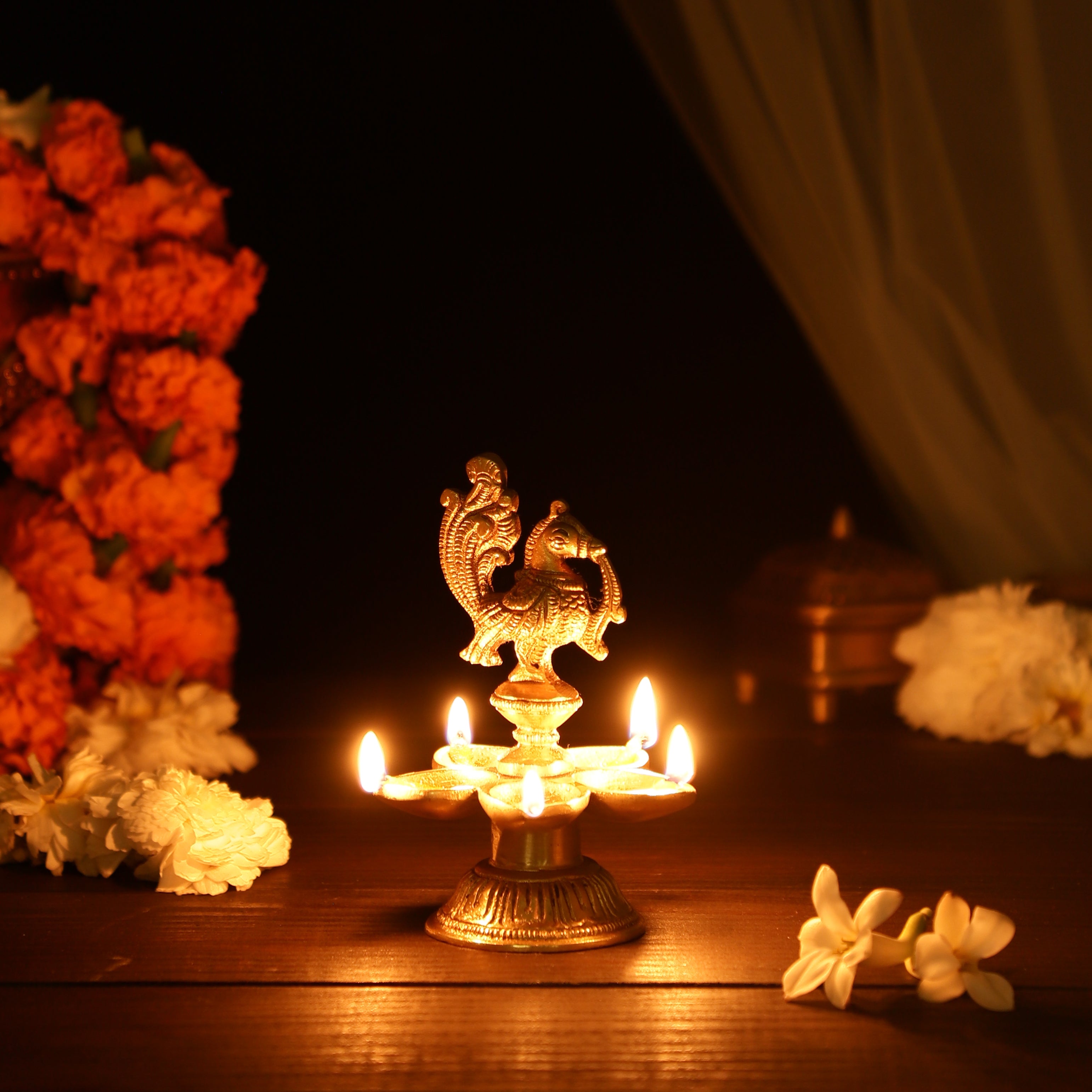 Peacock Five Petal Oil Lamp