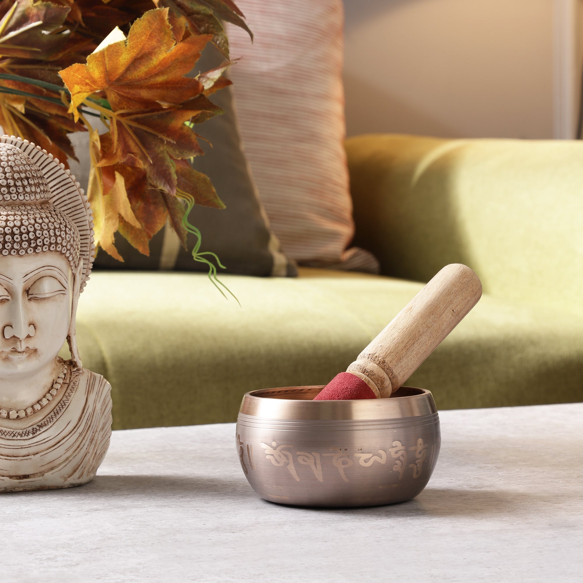 Buddha Star Carving Tibetan Singing Bowl (with stick)