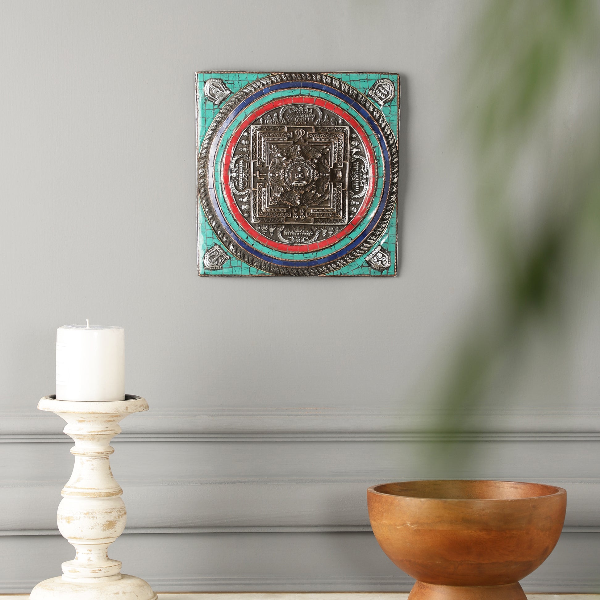 Handcarved Stone Mandala Wall Art (Multicolour)