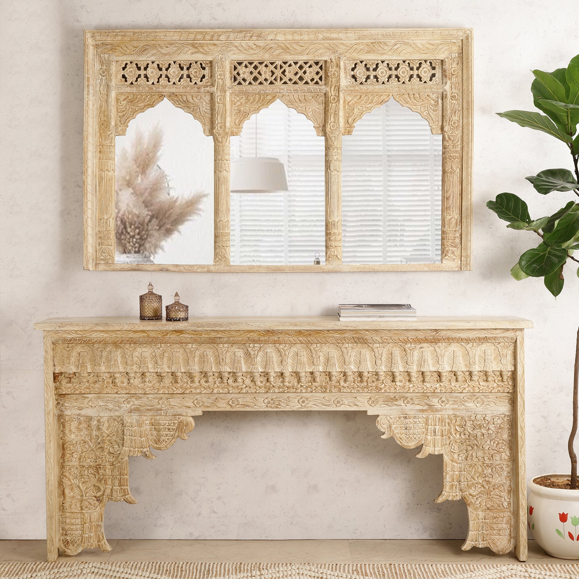 Saanjh Jharokha Wooden Mirror/Panel
