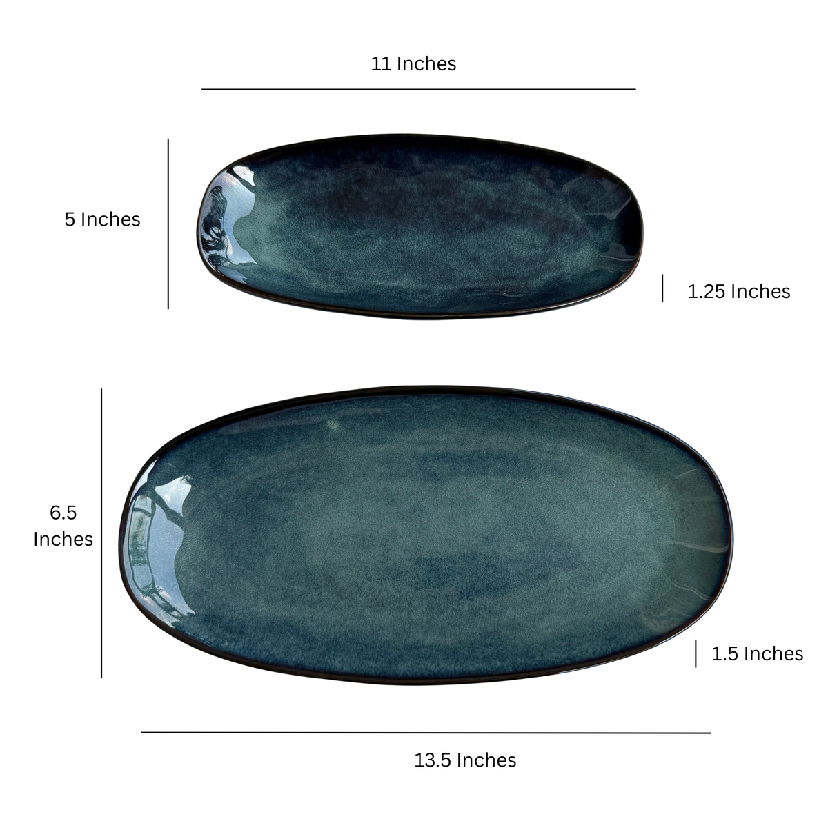 Tidal Drift Ceramic Oval Platter