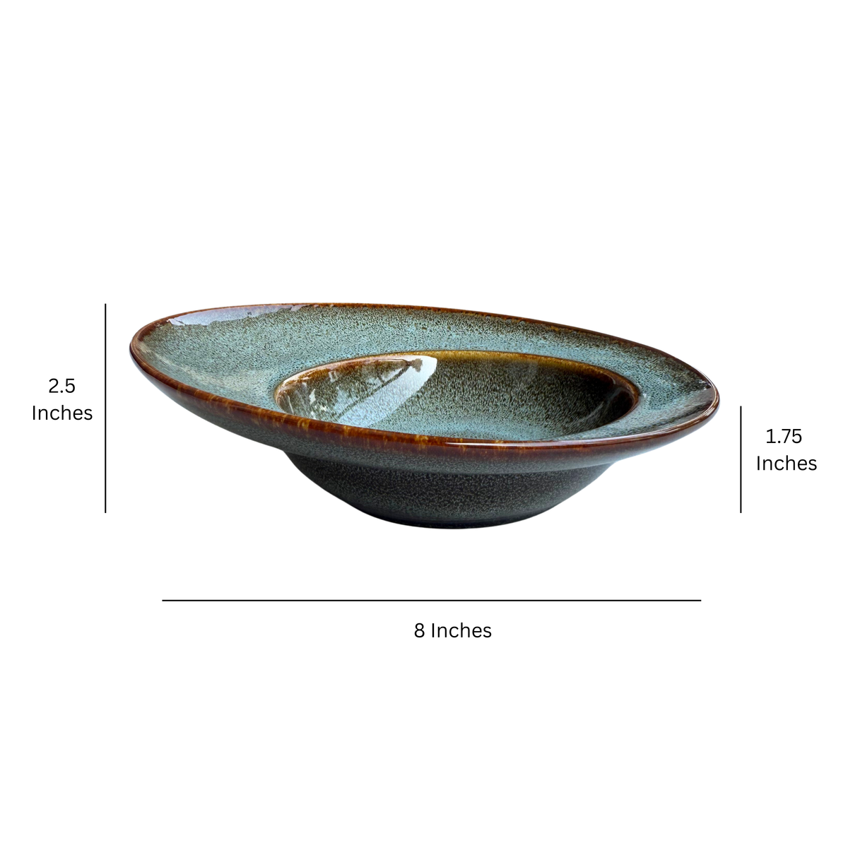 Sage Halo Wide-Rim Ceramic Bowl