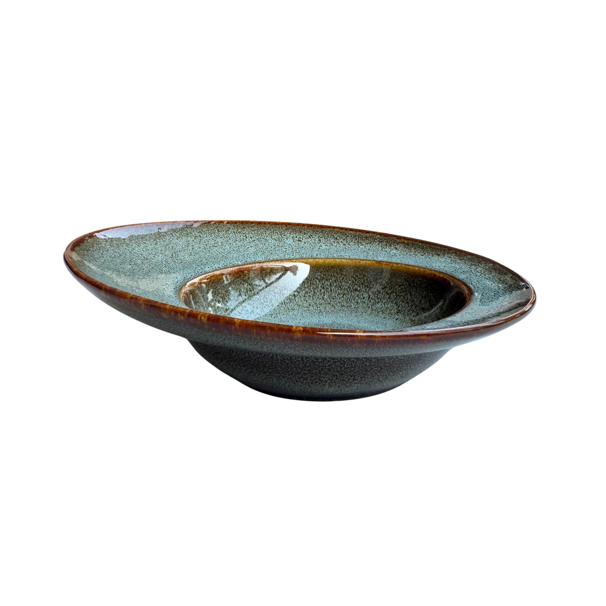 Sage Halo Wide-Rim Ceramic Bowl