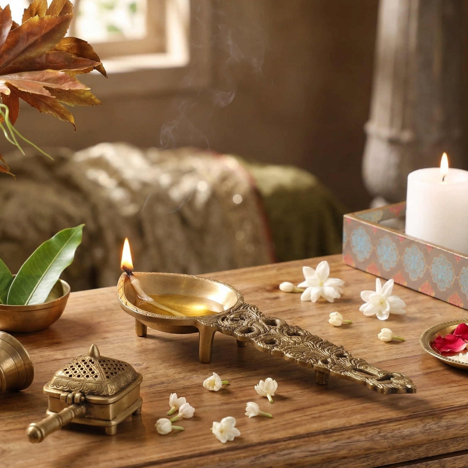 Brass Spoon Oil Lamp