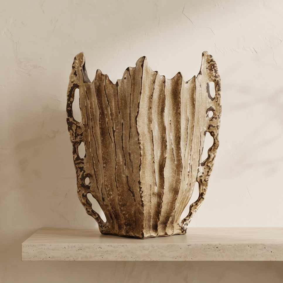 Bronze Bark Fluted Vase