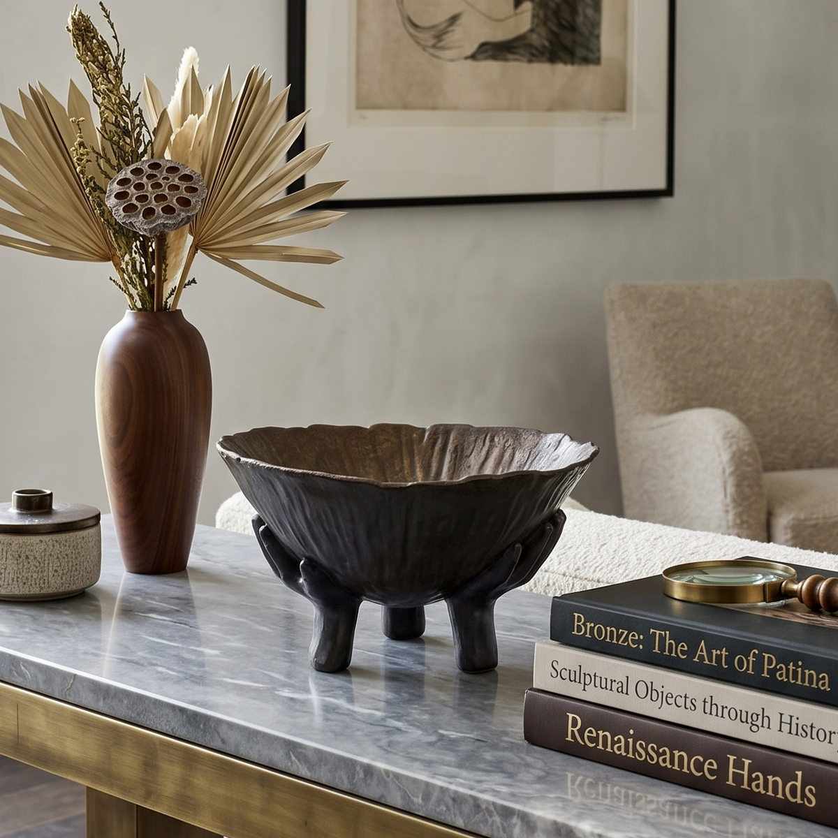 Bronze Tripod Decor Bowl