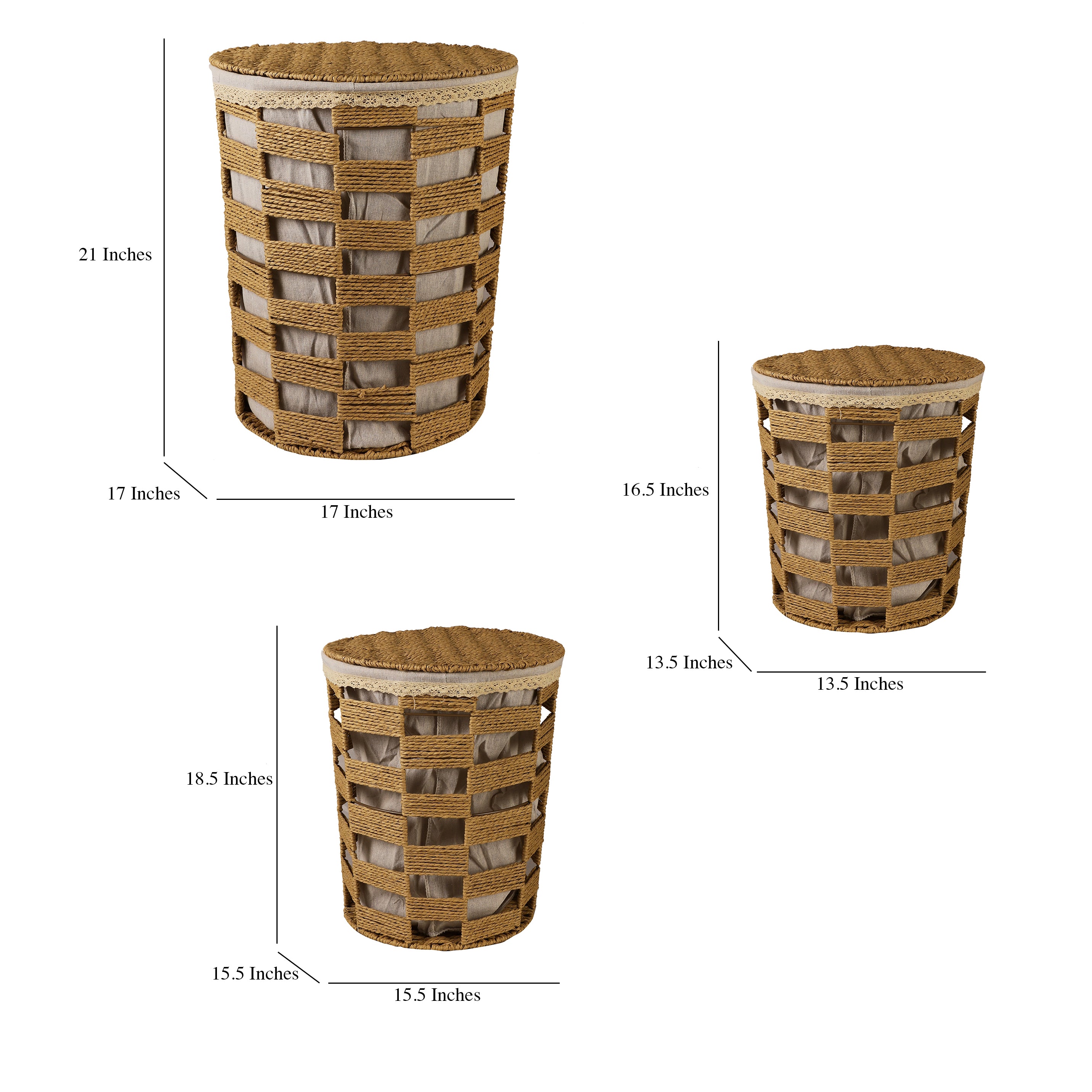 Rustic Jute Laundry Basket with Lid (Single)