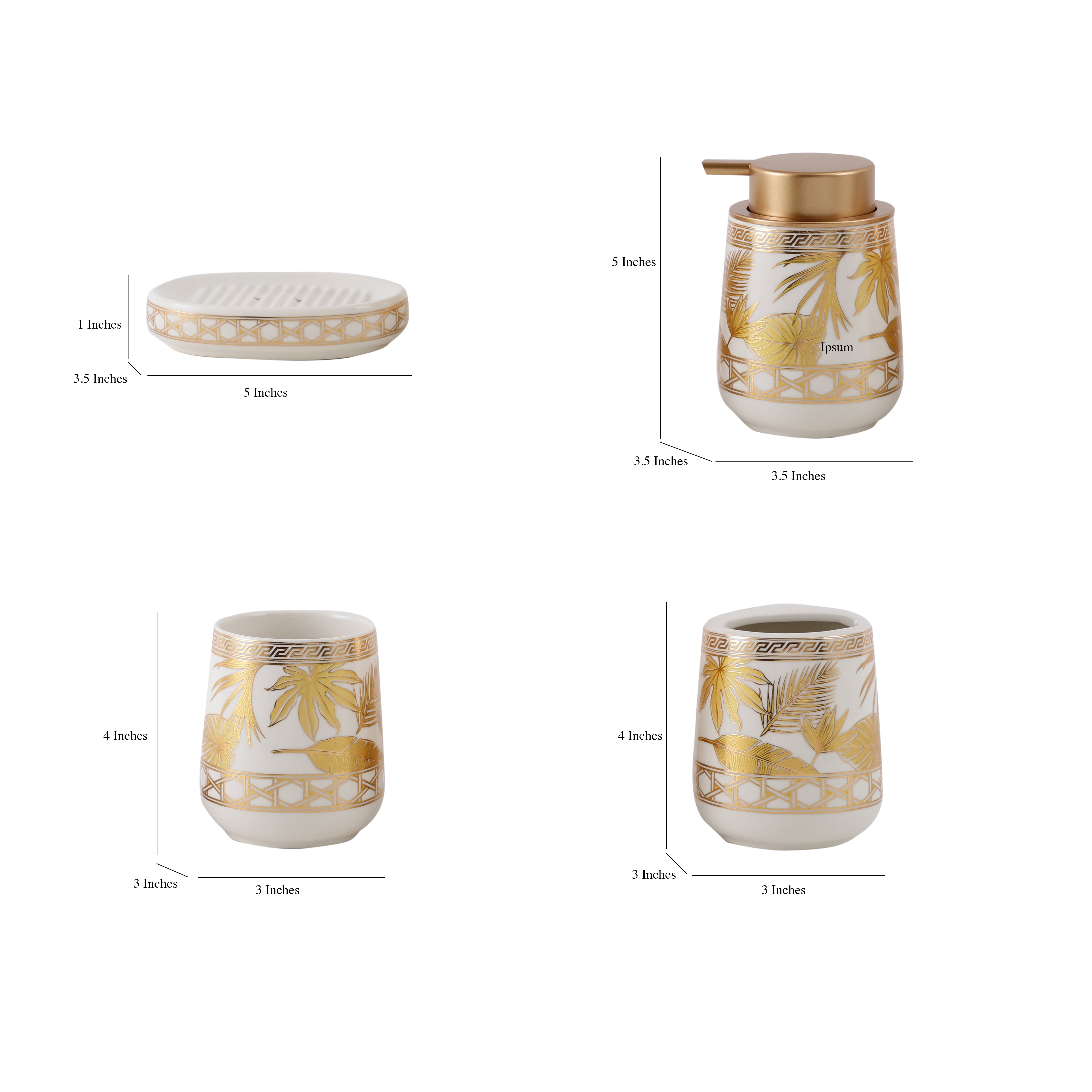 Luxury White Oudh 5 Piece Bath Set