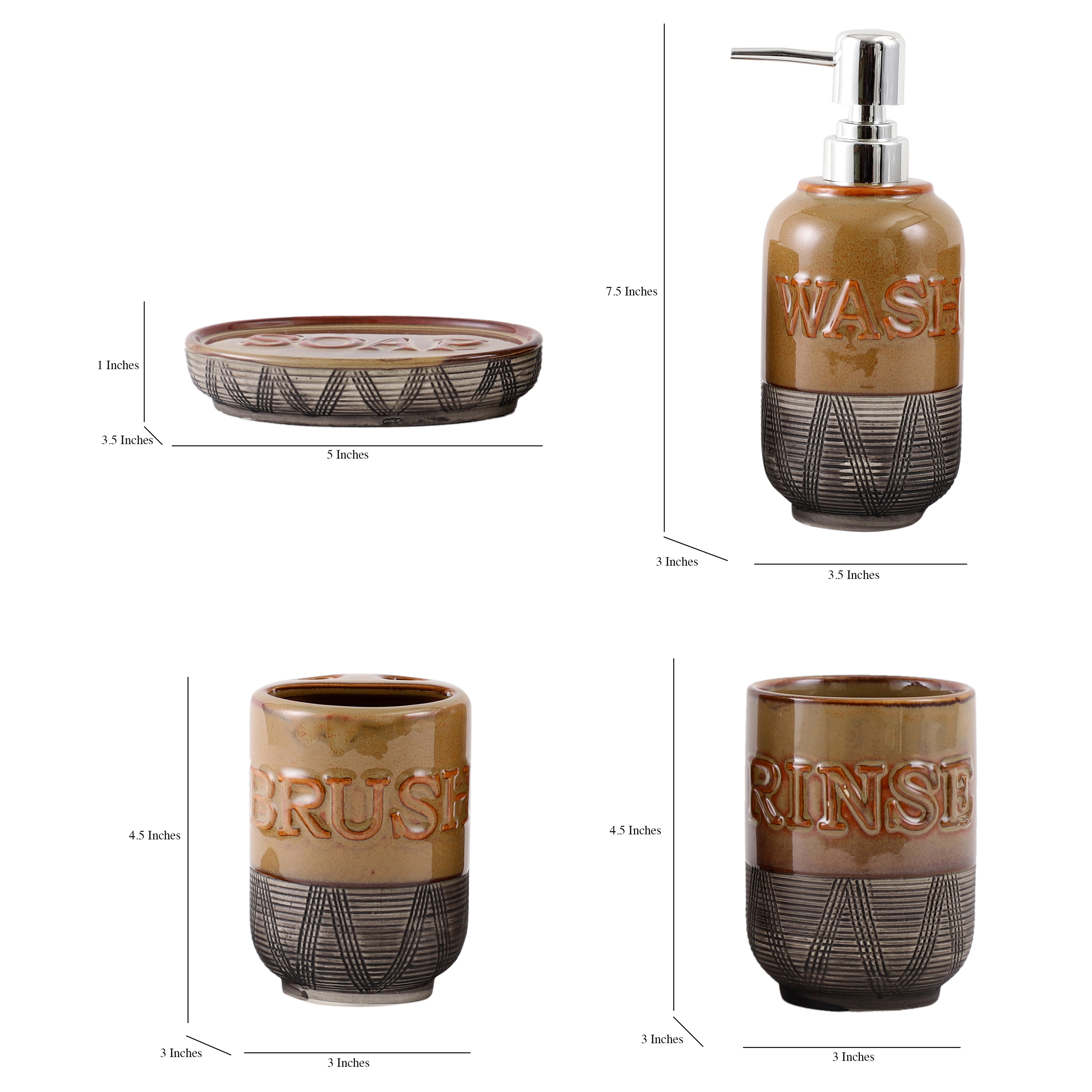 Copper/Grey 4 Piece Bath Set