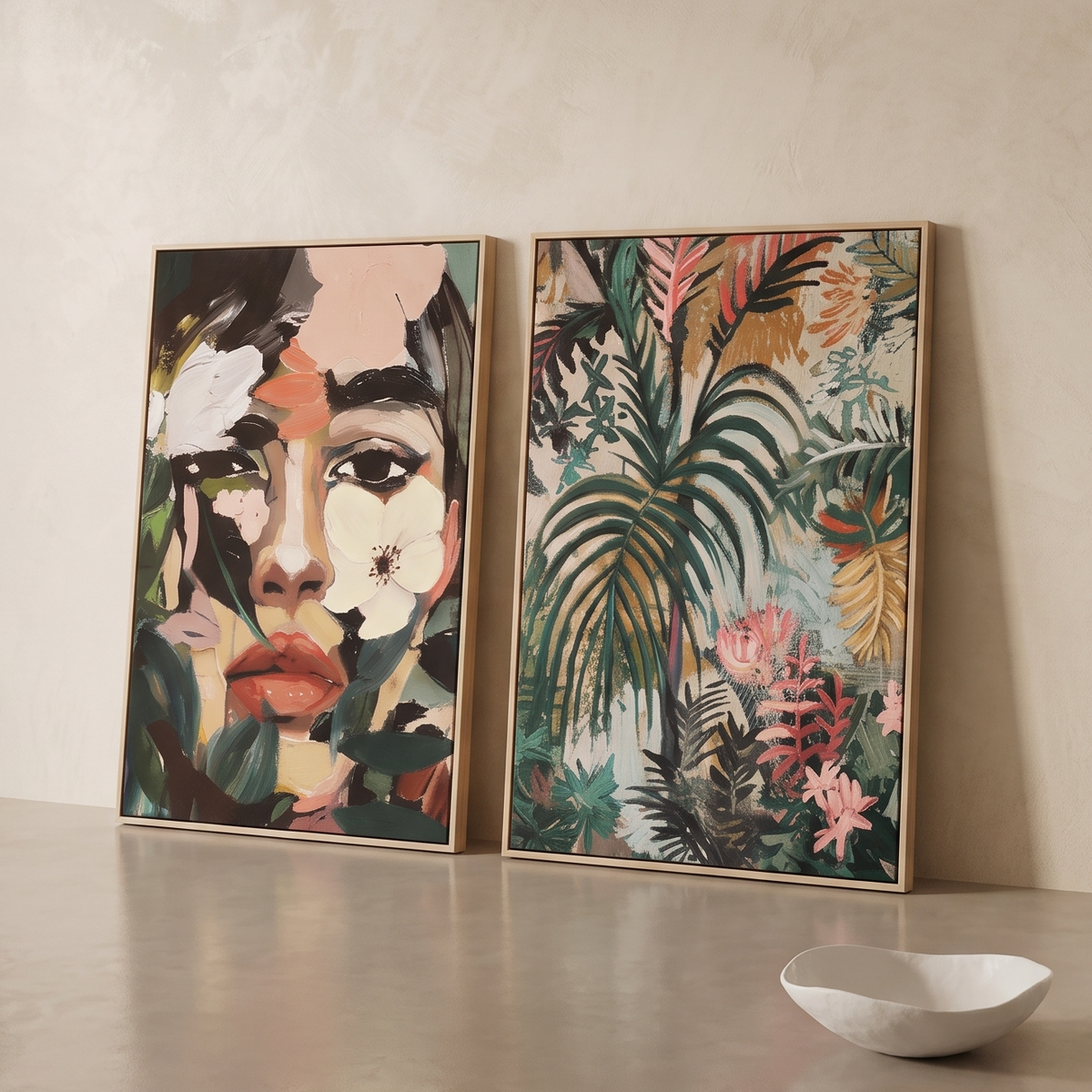 Dreamscape & Tropics Framed Canvas Art (Set of 2)