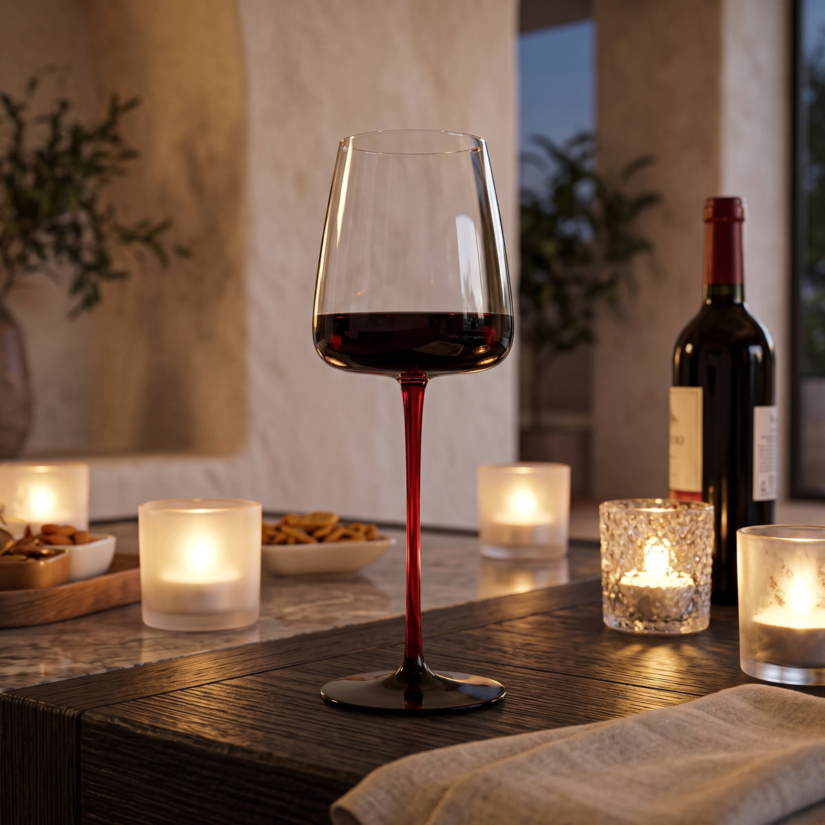 Élan Noir Crystal Wine Glass (Set of 2)