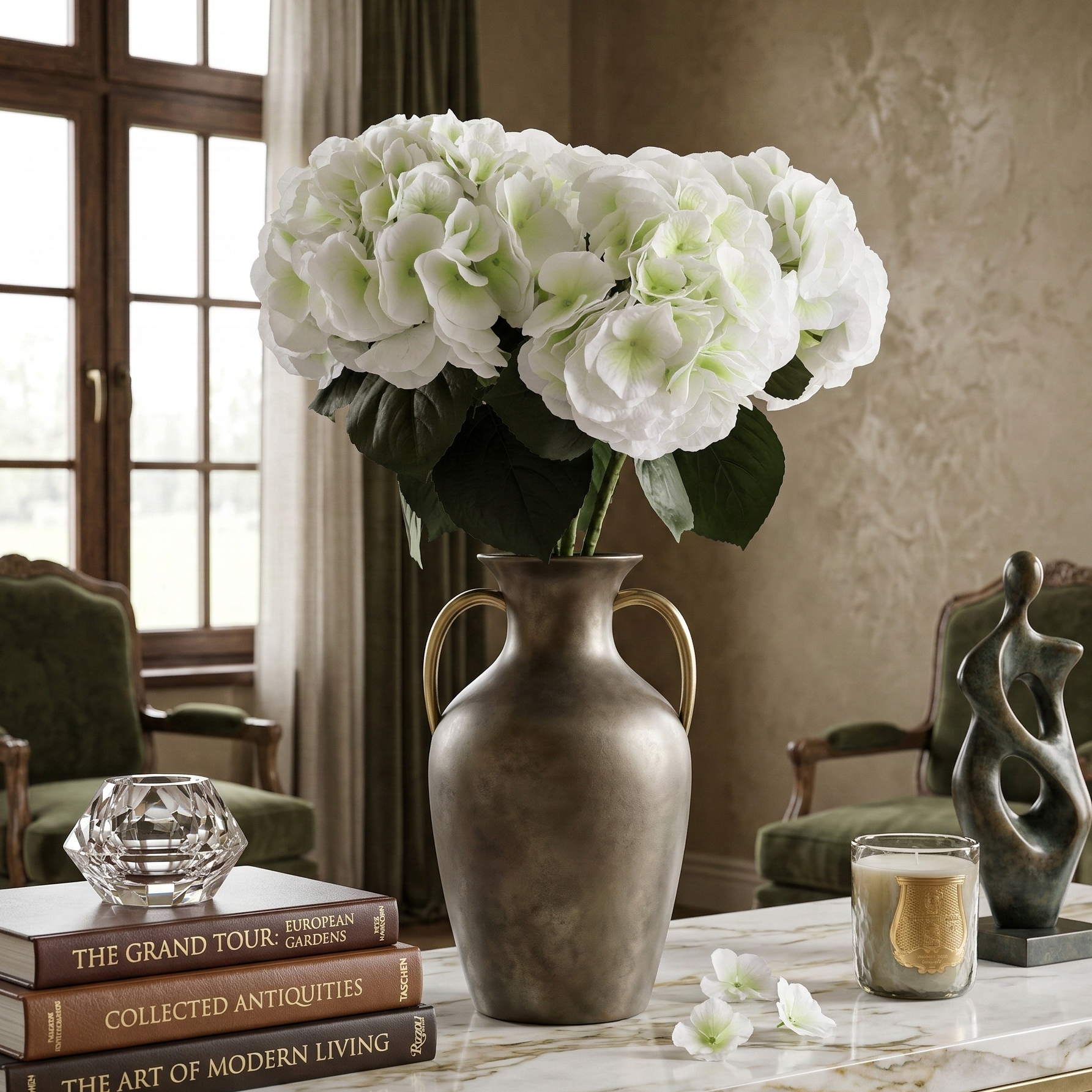 Faux White Hydrangea Stick (Single)