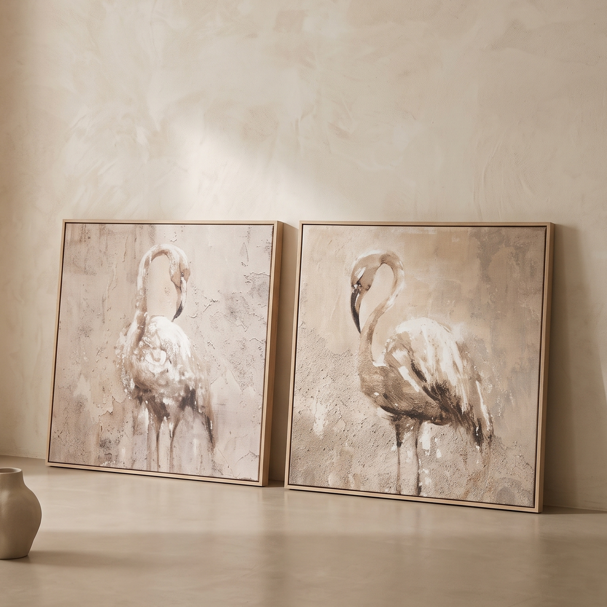 Flamingo Serenity Framed Canvas Art (Set of 2)