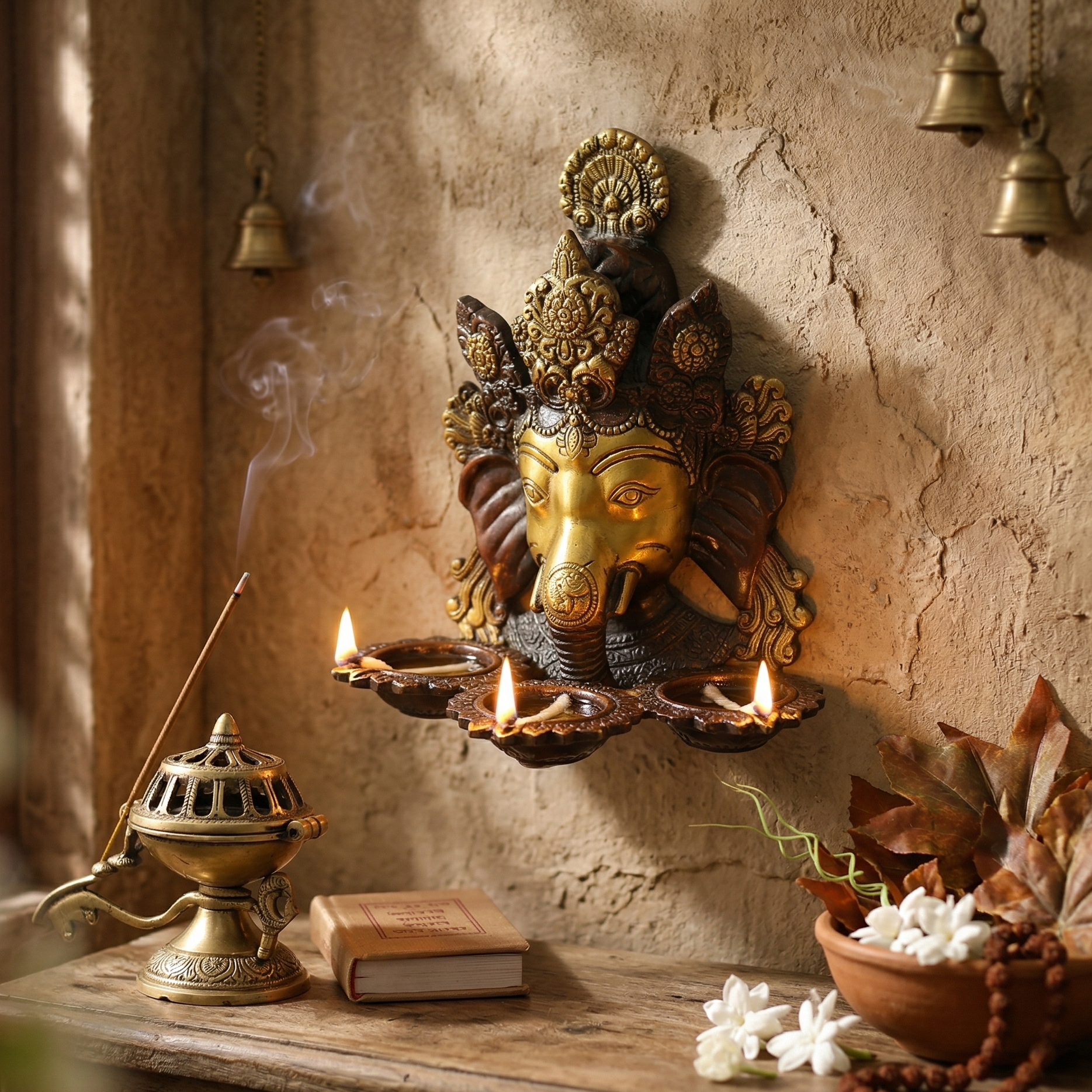 Ganesh Wall Hanging Oil Lamp