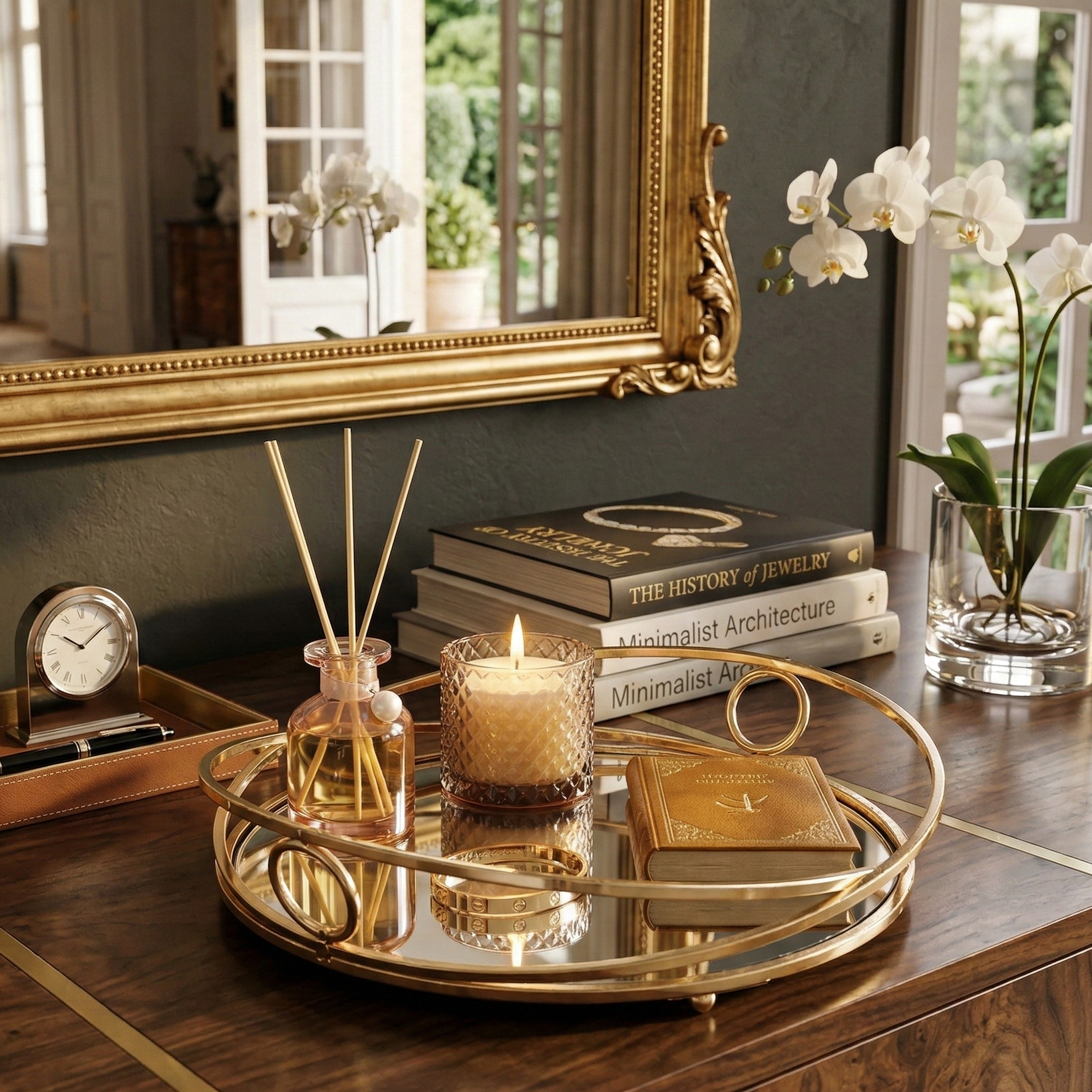Elegant Round Mirror Tray