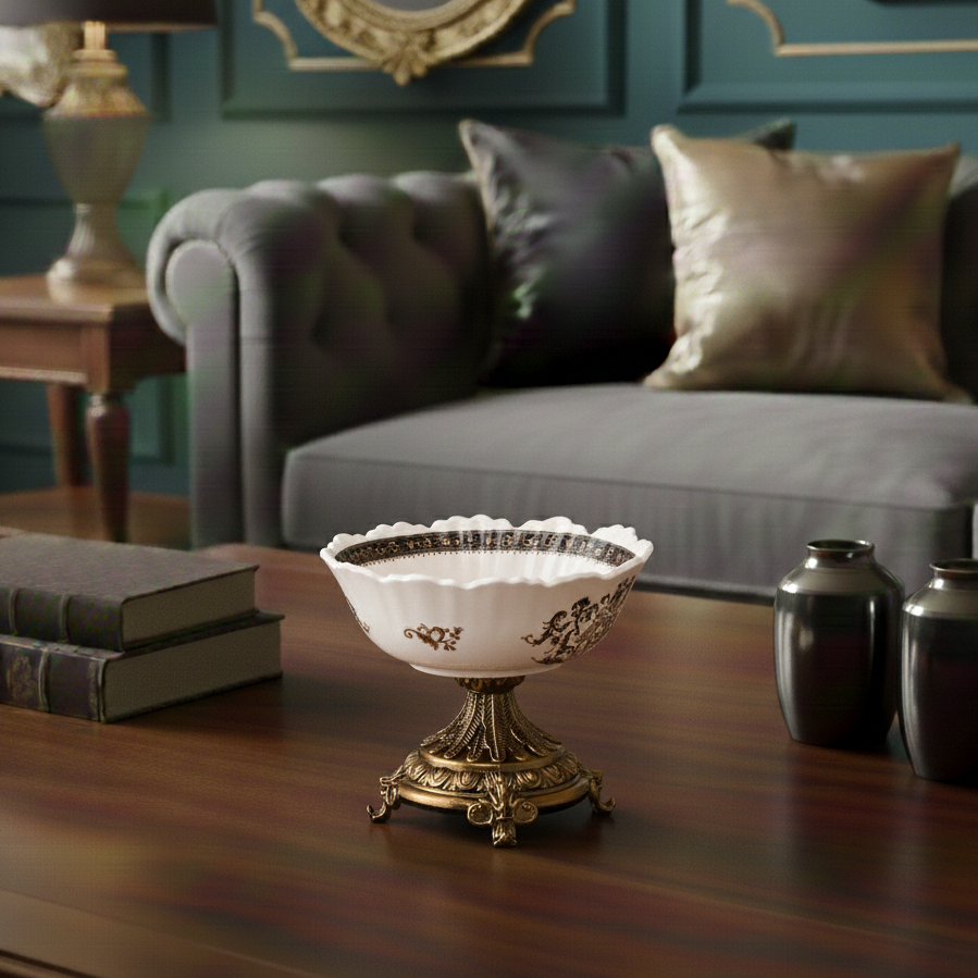 Grandiose Round Bowl With Gold Base