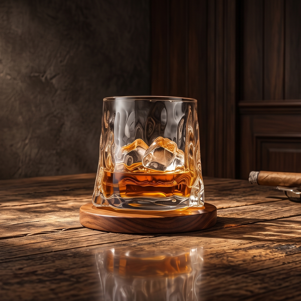 The Glacier Spinning Whiskey Glass with Coaster (Set of 4)