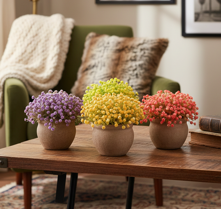 Faux Baby's Breath Potted Flowers (Single)