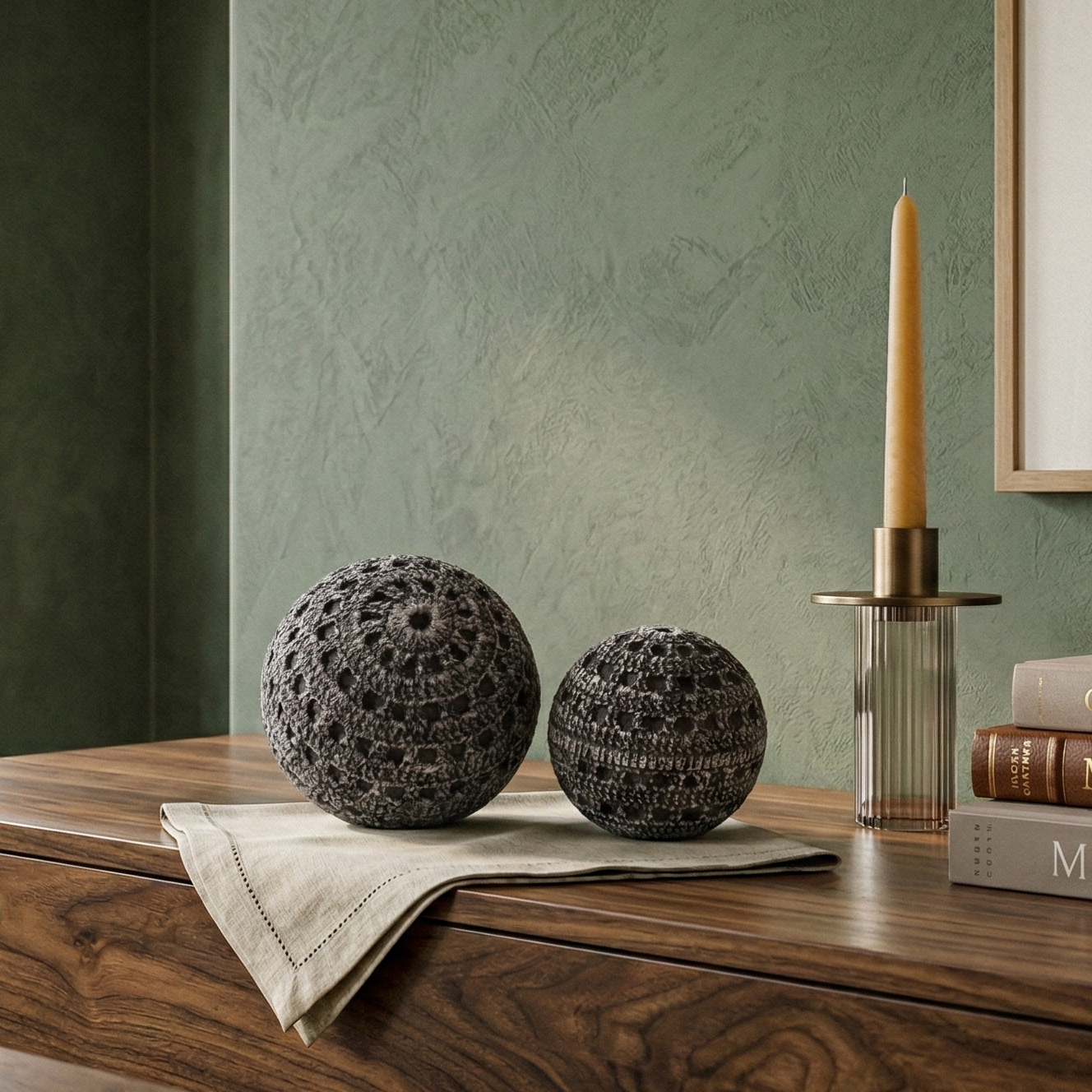 Grey Lattice Ball Table Accent (Single)