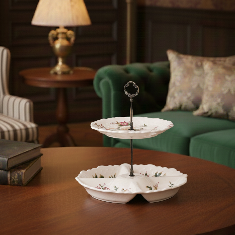 Yellow Two Tier Ceramic Dessert Stand