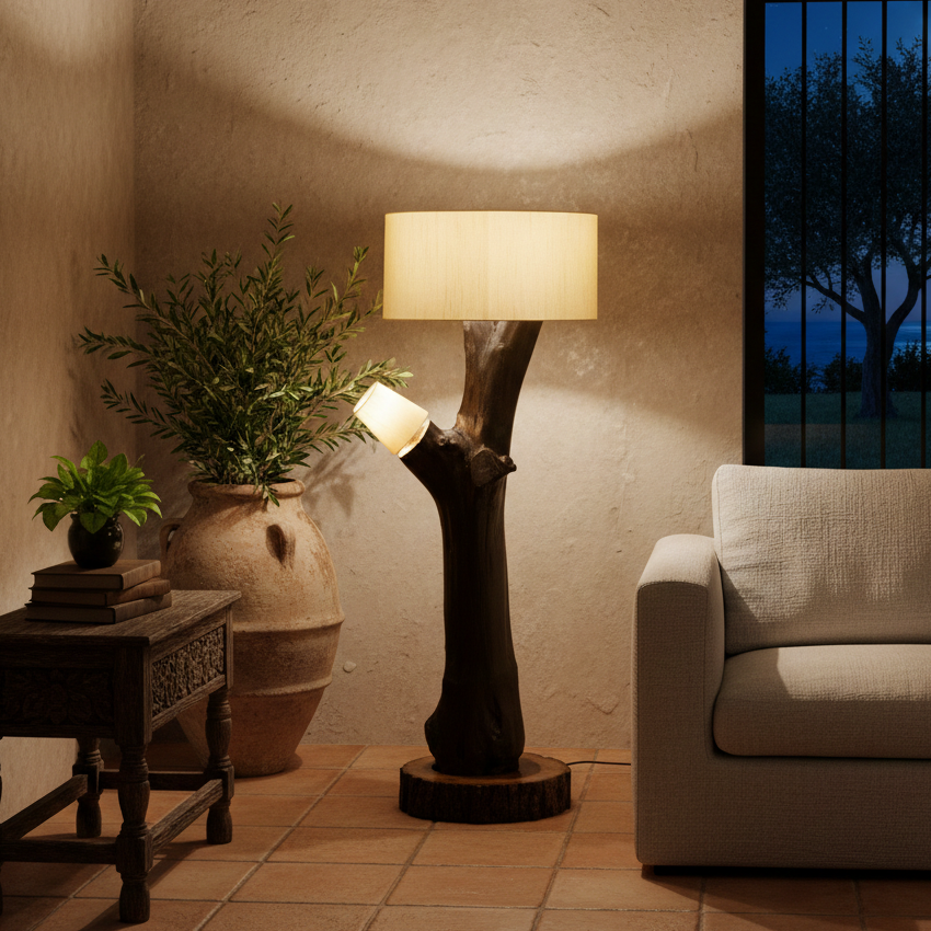 'Tiaga' Solid Wood Floor Lamp