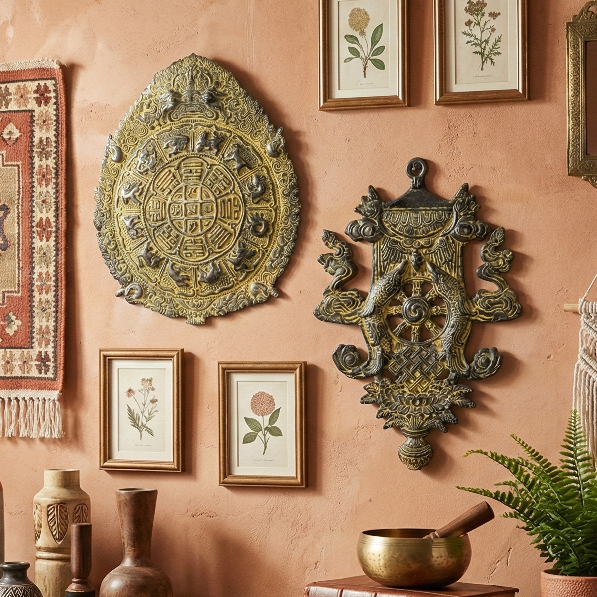 Handcarved Metal Wall Art (set of 2)