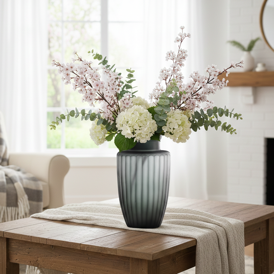 Midnight Black Tall Glass Vase