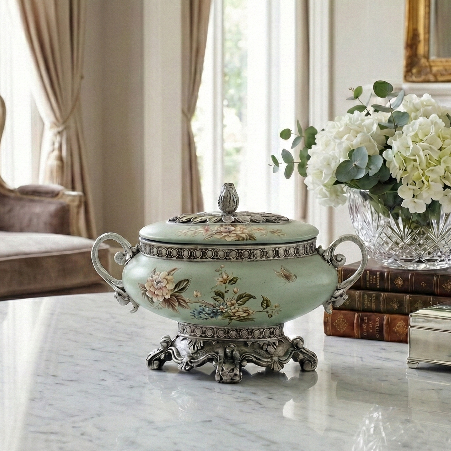 Gardenia Green Oval Jar