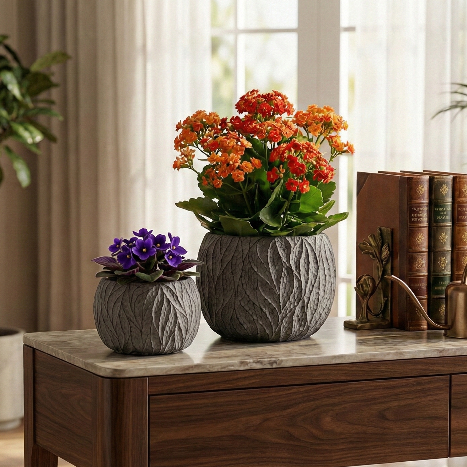 Grey Bush Pattern Planter (Single)
