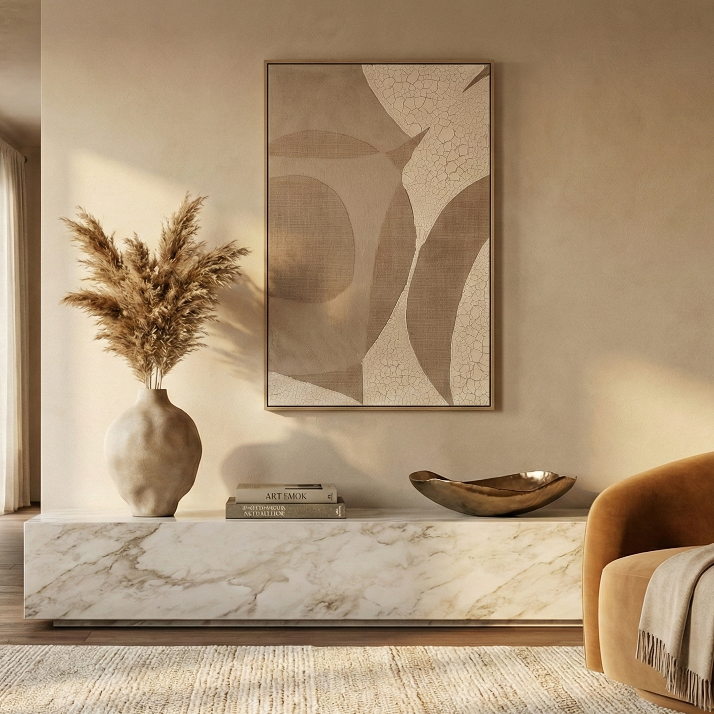 Oil Hand-Painted Crack Finish Canvas Wall Art