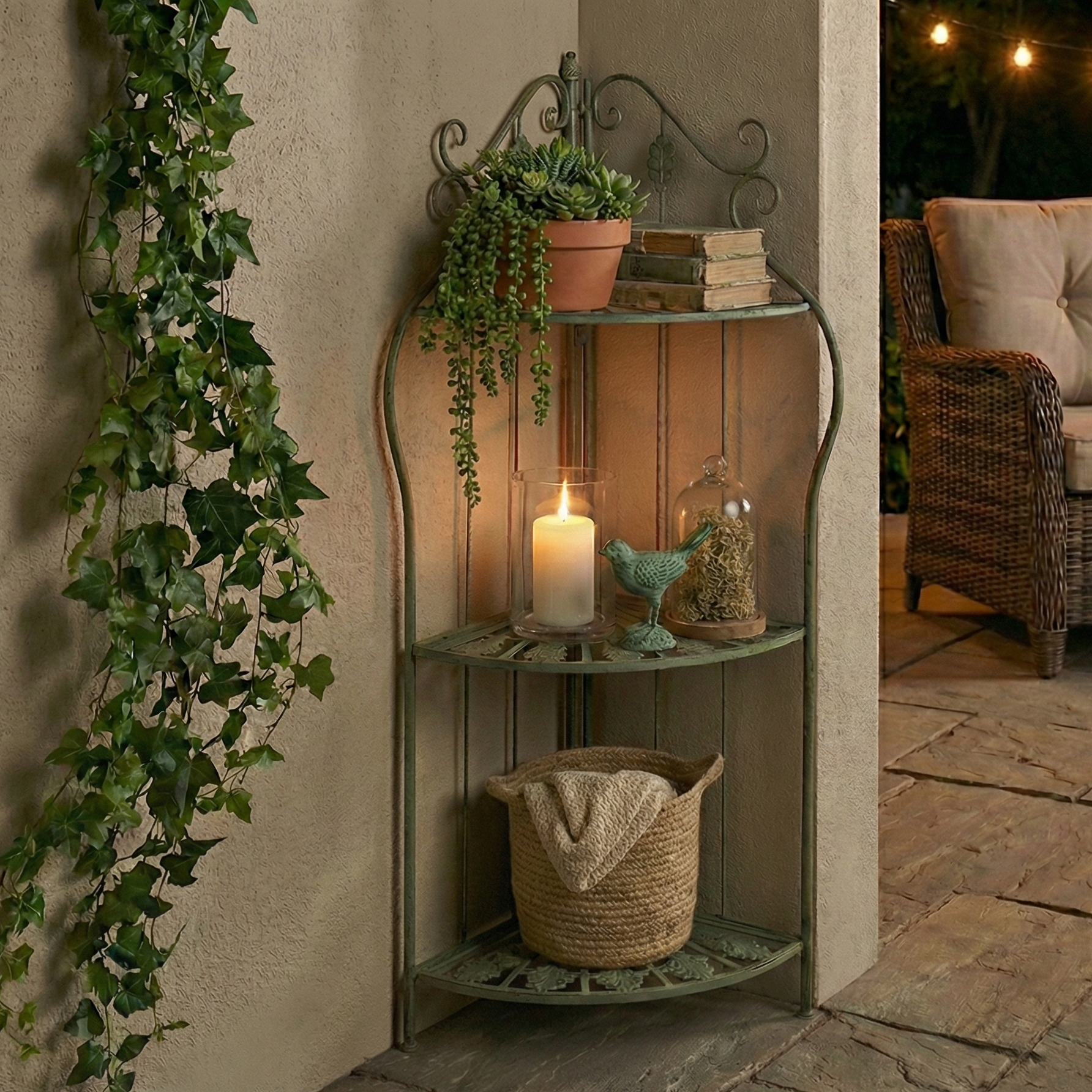 Olive Garden Foldable Corner Shelf