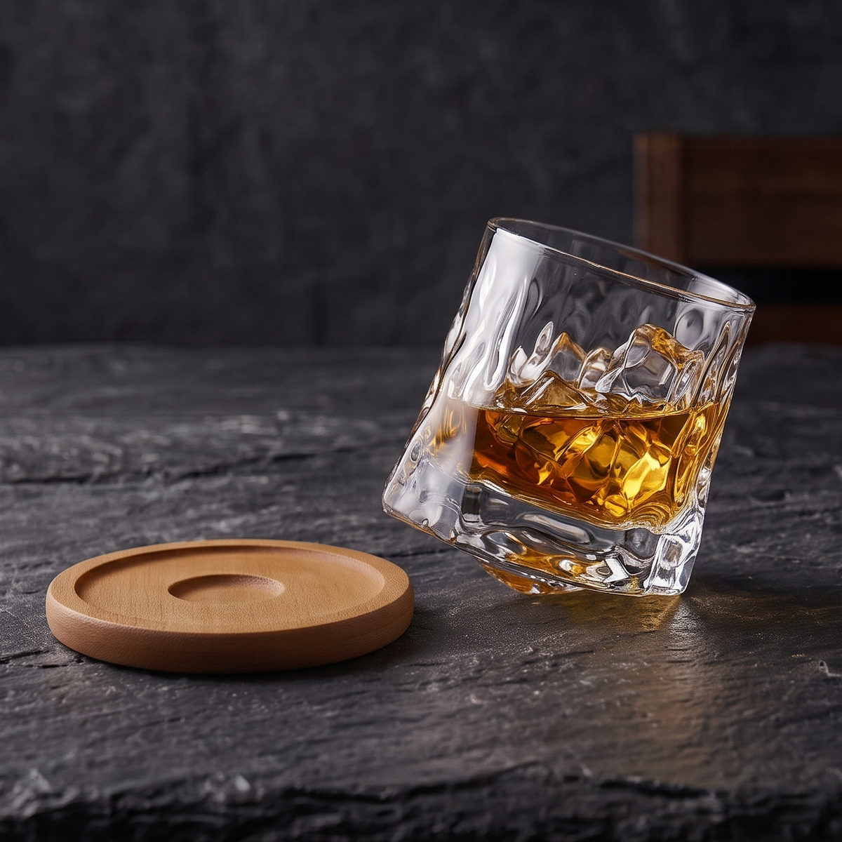 The Glacier Spinning Whiskey Glass with Coaster (Set of 4)