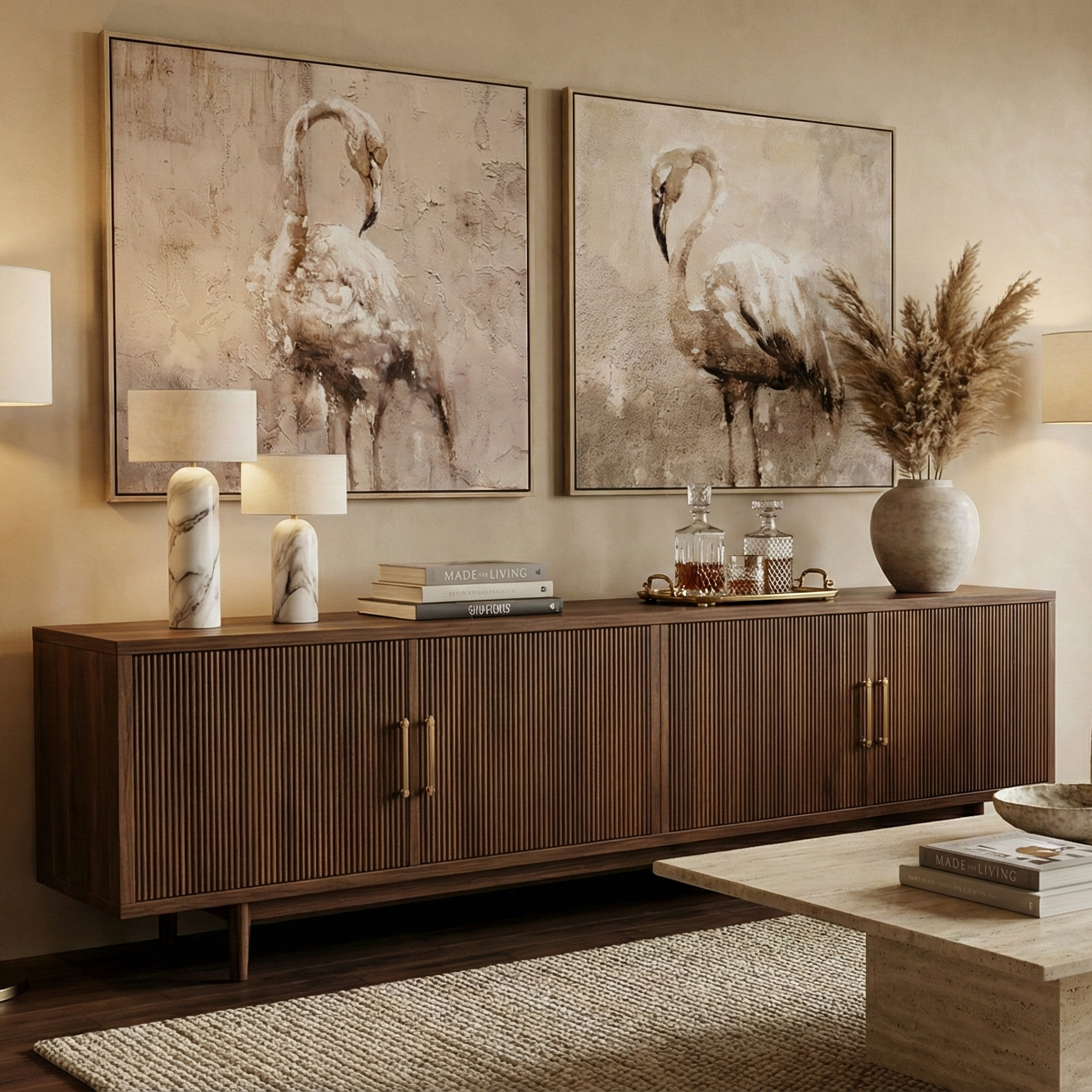 Flamingo Serenity Framed Canvas Art (Set of 2)