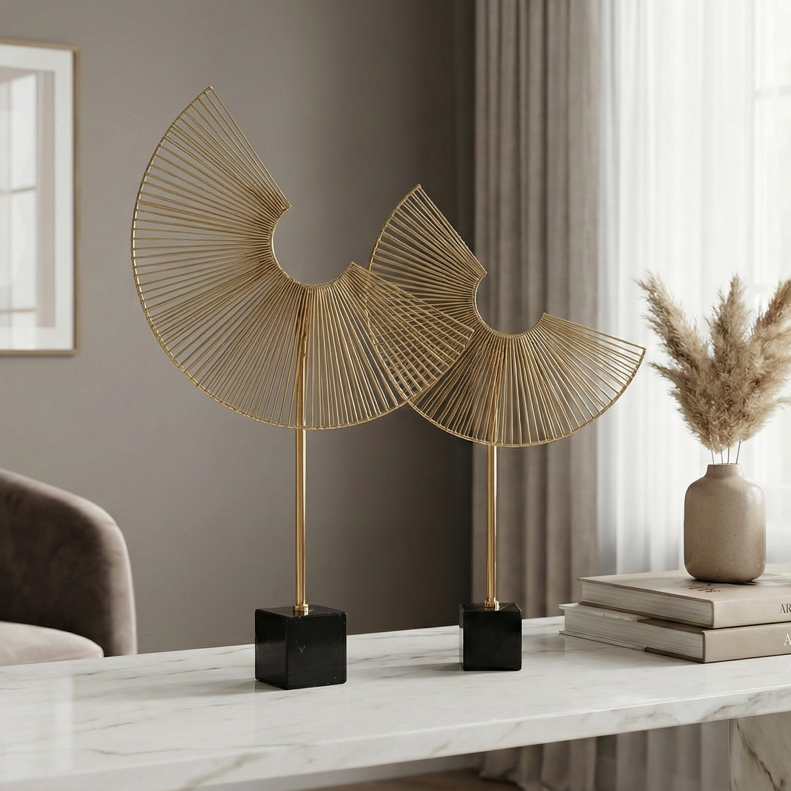 Marble and Metal Spoke Wheel Decor (Single)