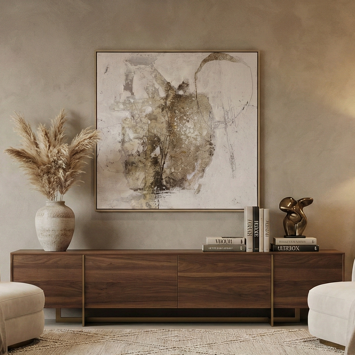 Gestural Abstraction Oil-Painted Canvas Art