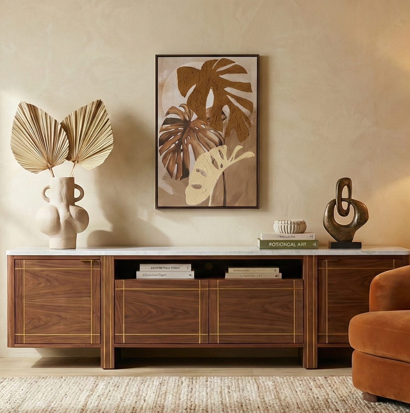 Monstera Leaf Canvas Art with Paper Mache