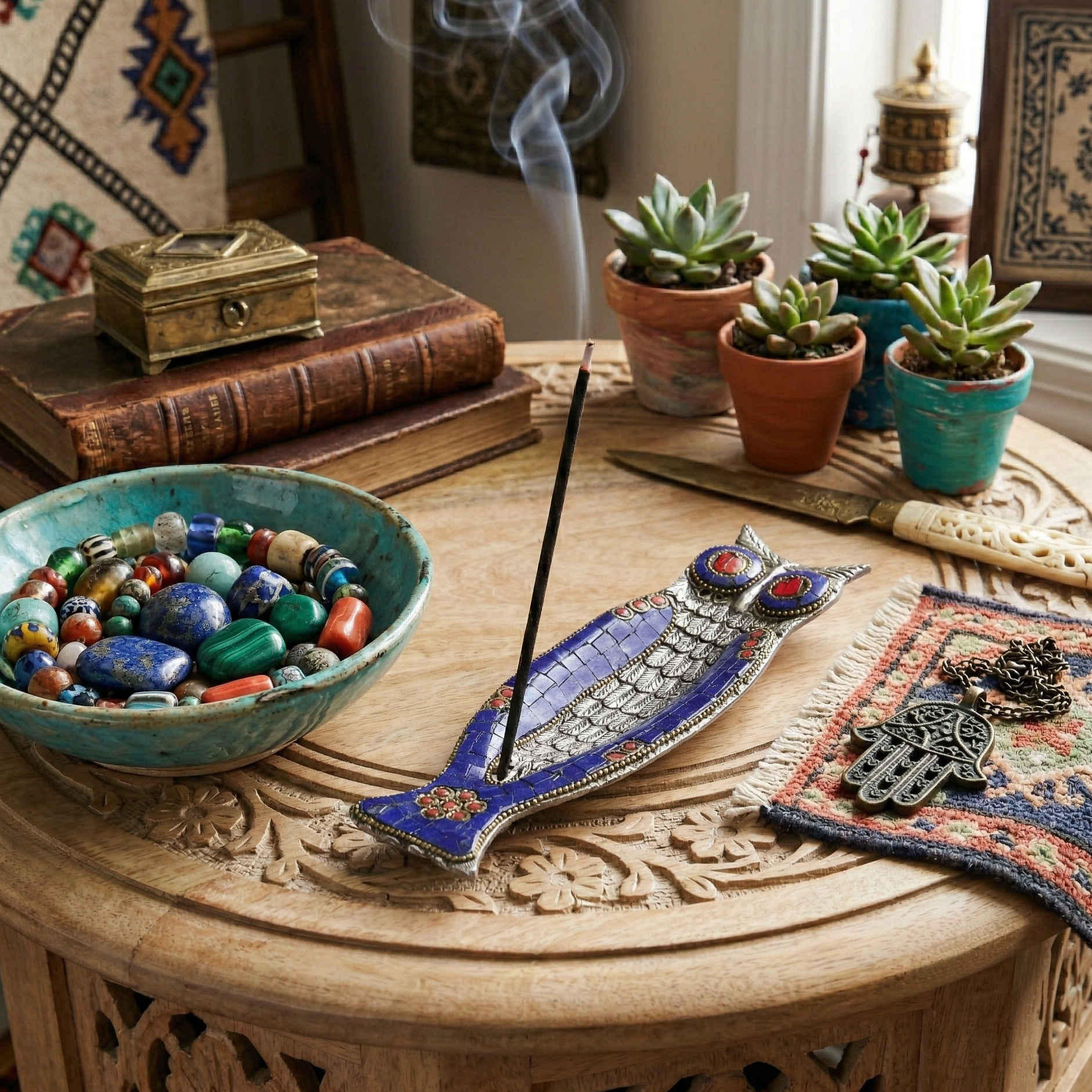 Blue Owl - Incense Holder