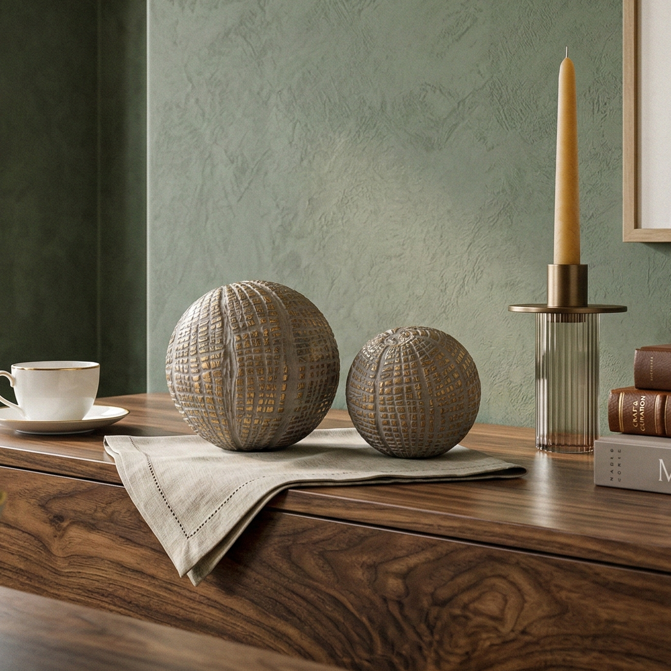 Grey Textured Ball Table Accents (Single)