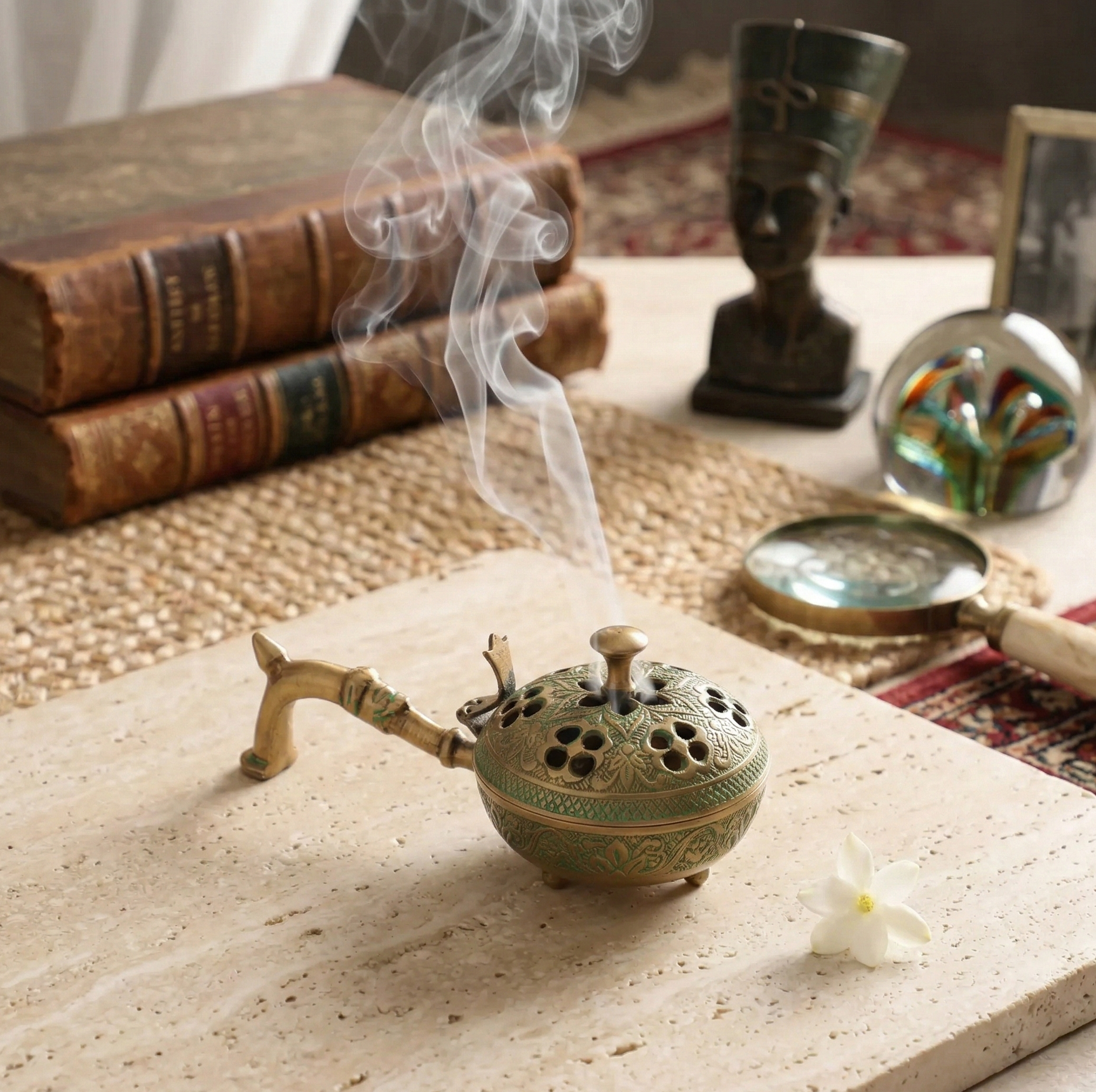 Floral Twig Handle Incense Holder