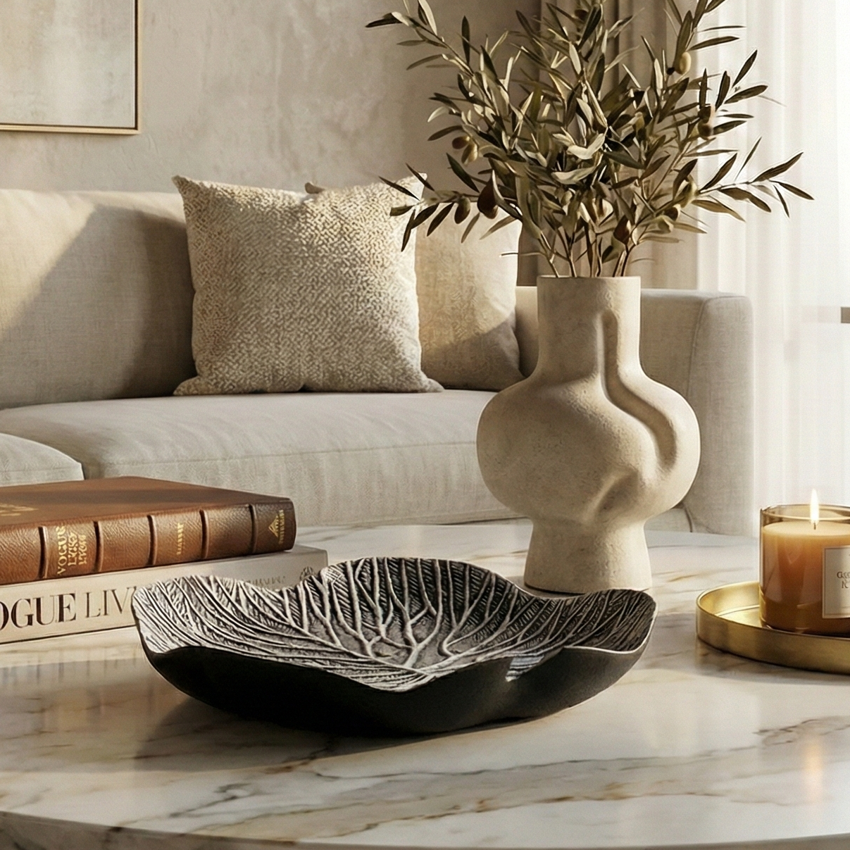 Palmera Leaf Platter Table Accent (Black)