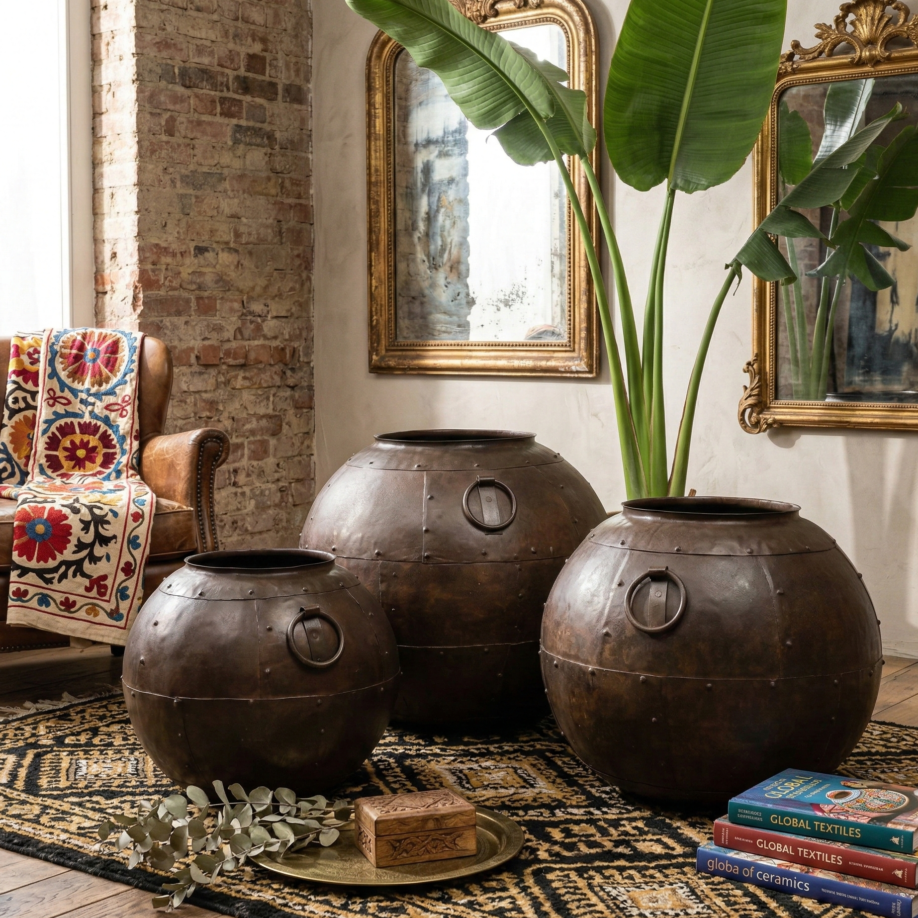 Brown Round Metal Pot (Single)