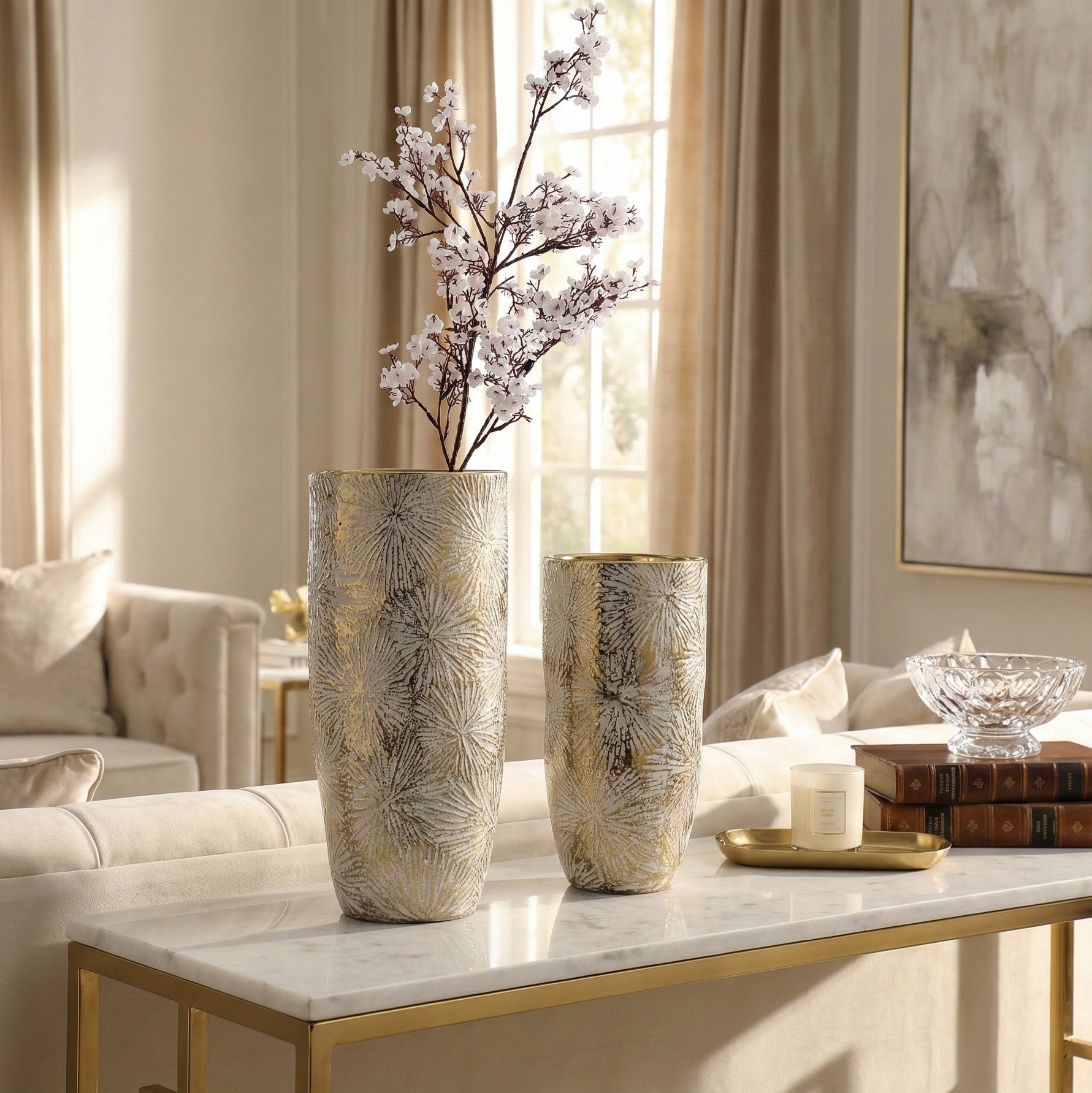 Luxe Gold Floral Embossed Vase (Single)