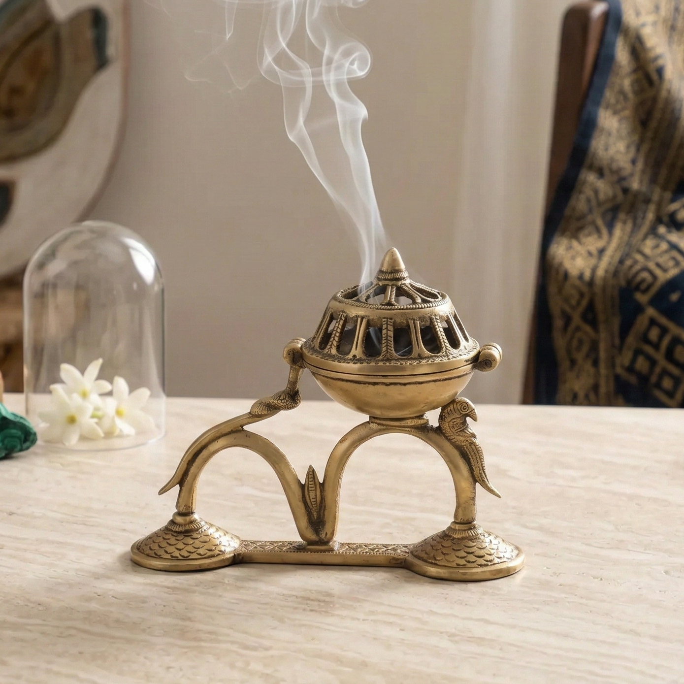 Gold Meshed Dome Incense Holder