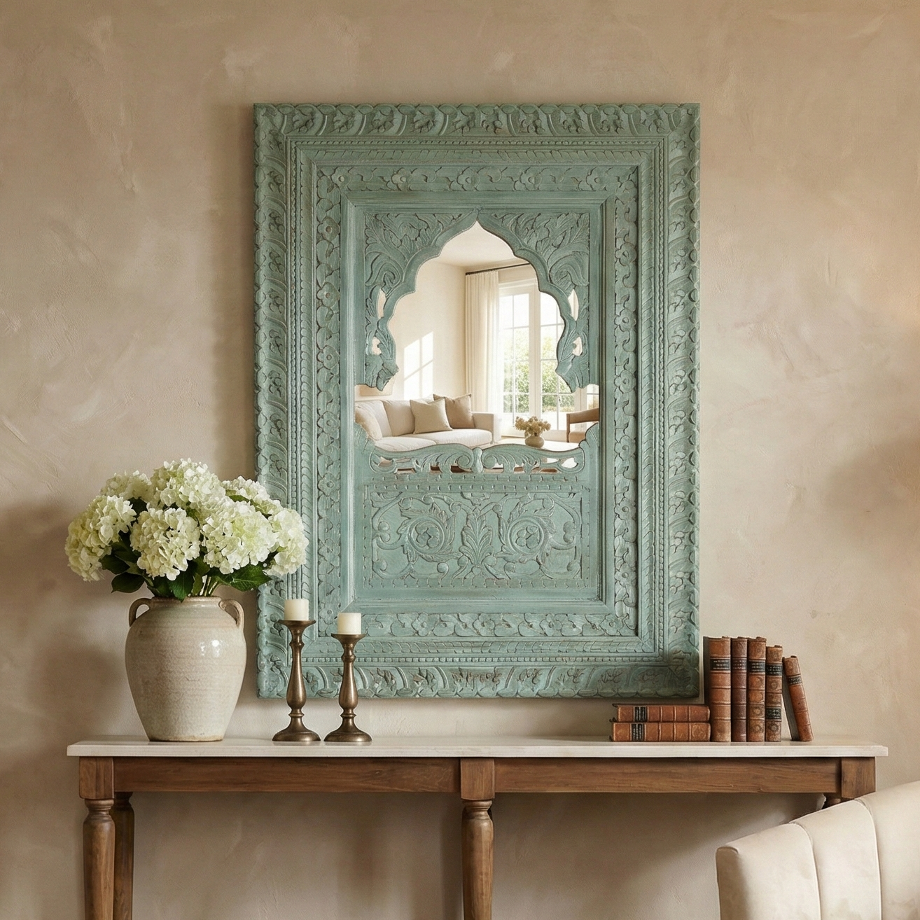 Falak Hand Carved Wall Mirror