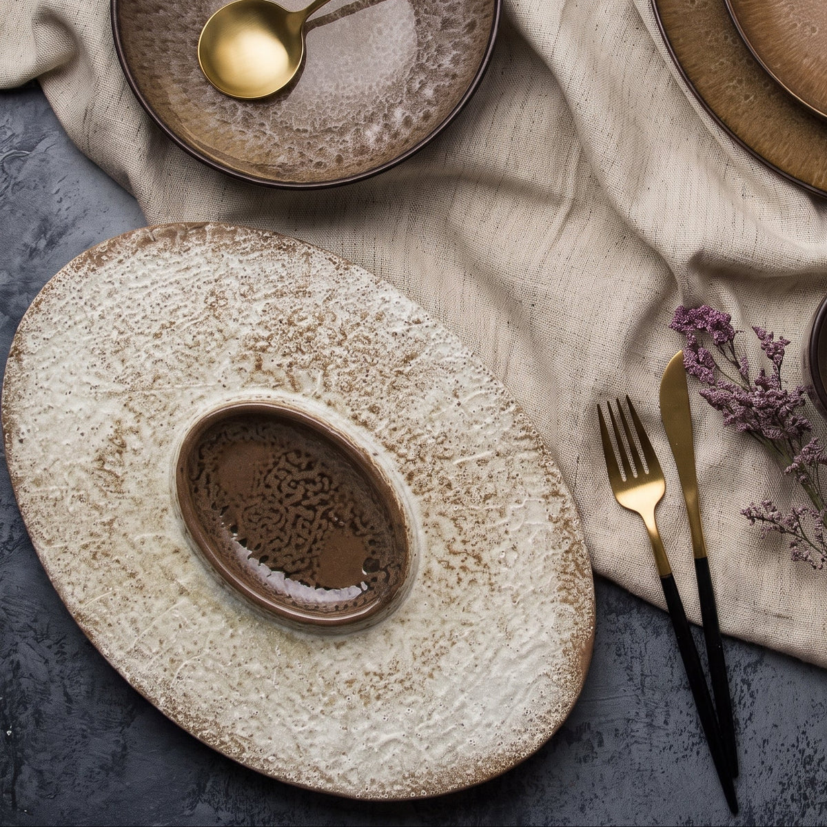 Wabi Stoneware Crater Plate