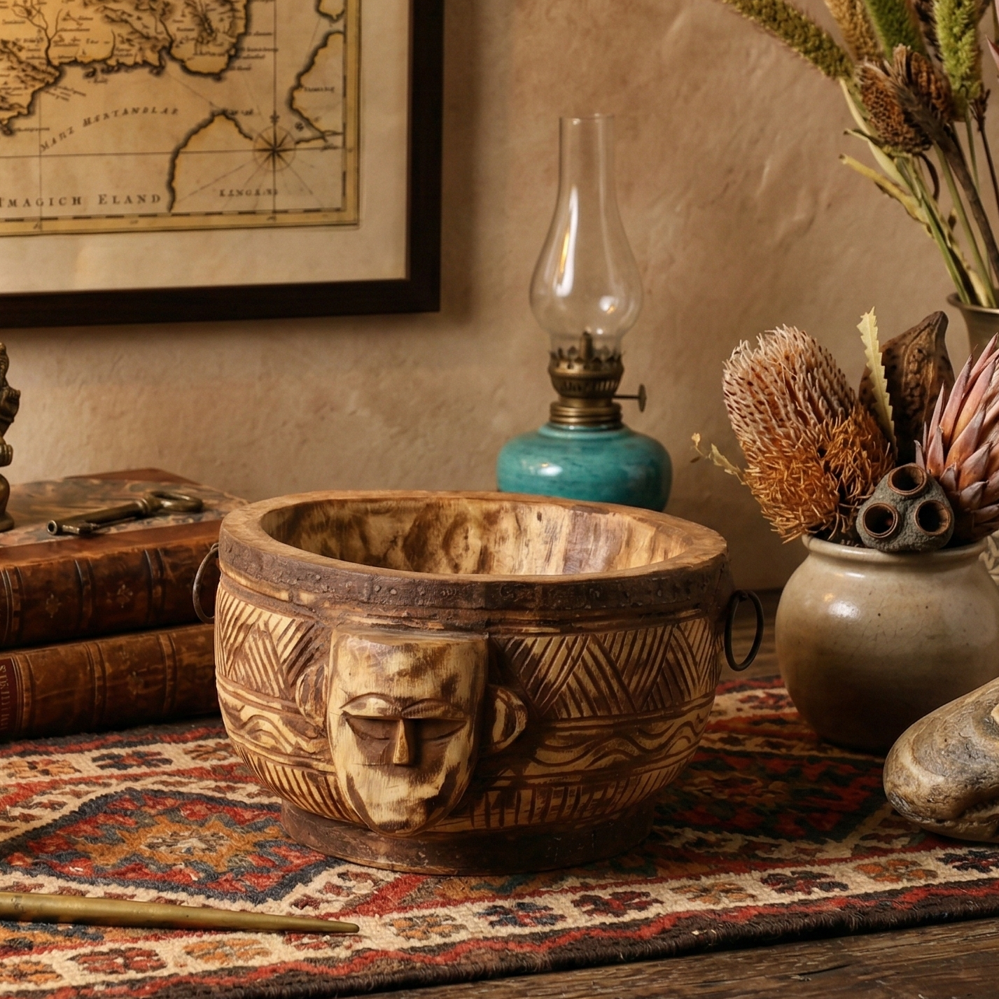 Antique Carved Bowl (Natural)