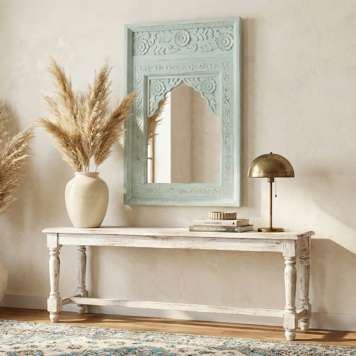Fizaa Jharokha Blue Wall Mirror